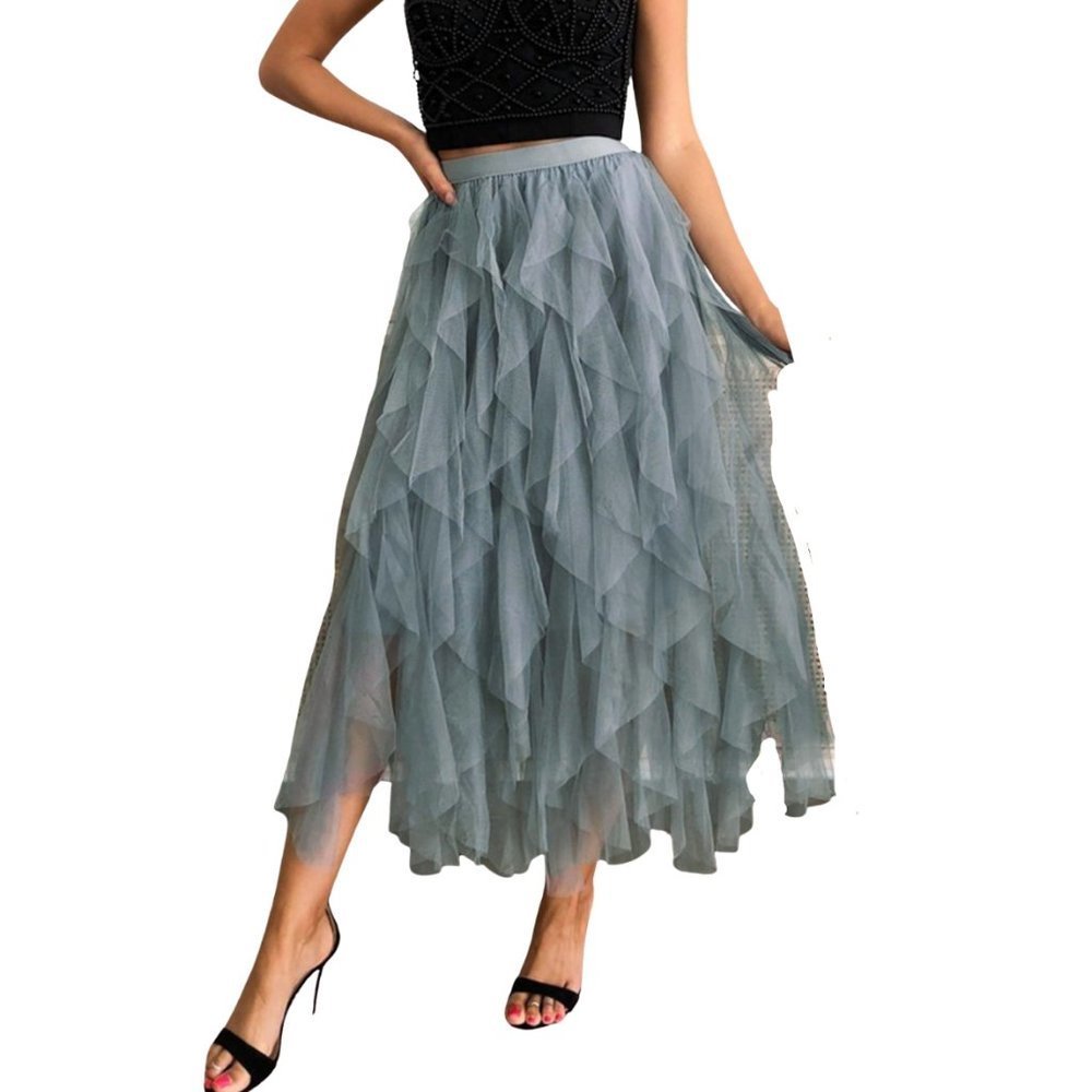 LONG Gray Tulle Skirt Grey Fully Lined Sizes S, M L XL Sex And City Skirt Boho